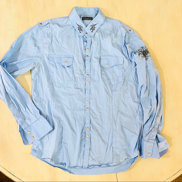 Men’s 7 Diamonds Blue Button down L/S Shirt SZ XL - Picture 1 of 4